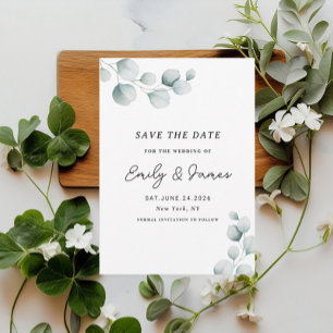 Eucalyptus  unique Modern Elegant minimalist  Save The Date
