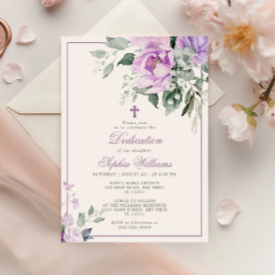 Eucalyptus Violet Flowers Dedication Invitation