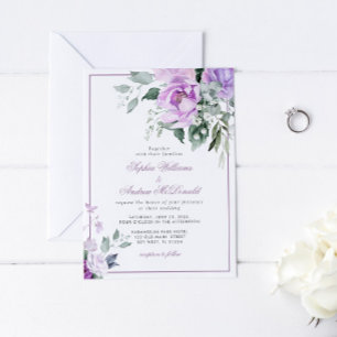 Eucalyptus Violet Flowers Wedding Invitation