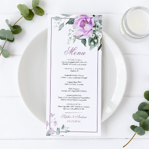 Eucalyptus Violet Flowers Wedding Menu