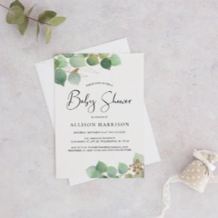 Eucalyptus Watercolor Baby Shower Invitation