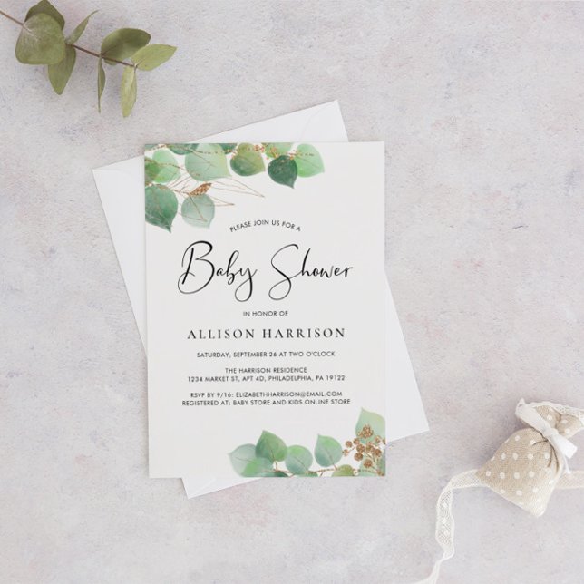 Eucalyptus Watercolor Baby Shower Invitation (Creator Uploaded)