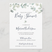 Eucalyptus Watercolor Baby Shower Invitation