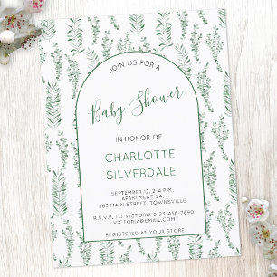 Eucalyptus Watercolor Baby Shower Invitation Postcard