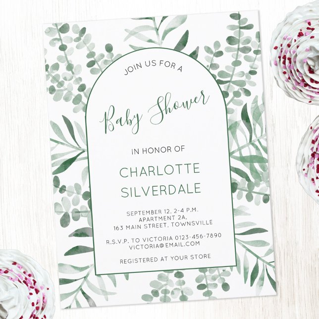 Eucalyptus Watercolor Baby Shower Invitation Postcard (Eucalyptus greenery watercolor elegant baby shower invitation postcard)