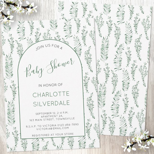 Eucalyptus Watercolor Baby Shower Invite (Creator Uploaded)