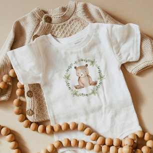 Eucalyptus watercolor bear baby bodysuit