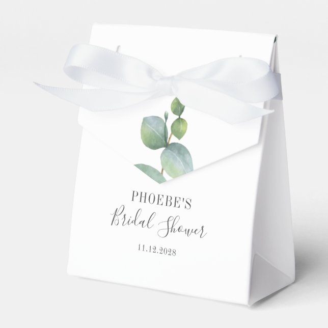 Eucalyptus Watercolor Botanical Bridal Shower Favour Box (Front Side)