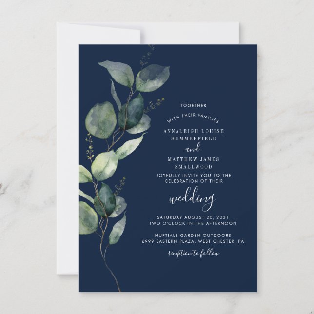 Eucalyptus Watercolor Botanical Wedding Invitation (Front)