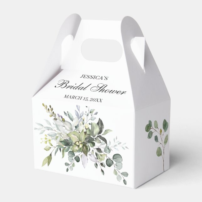 Eucalyptus Watercolor Bridal Shower Favour Box (Front Side)