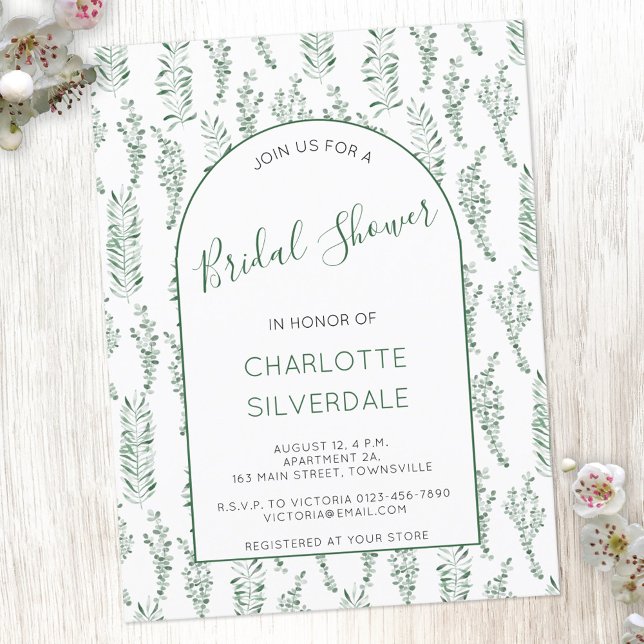Eucalyptus Watercolor Bridal Shower Invitation Postcard (Creator Uploaded)