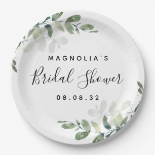 Eucalyptus Watercolor Bridal Shower  Paper Plate