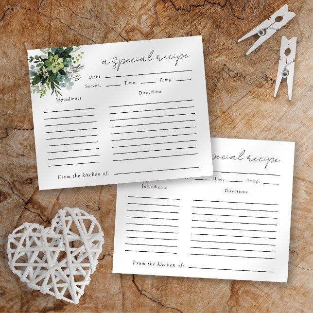 Eucalyptus Watercolor Bridal Shower Recipe Card (Creator Uploaded)