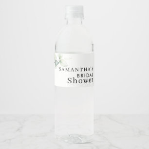 Eucalyptus Watercolor Bridal Shower Water Bottle Label