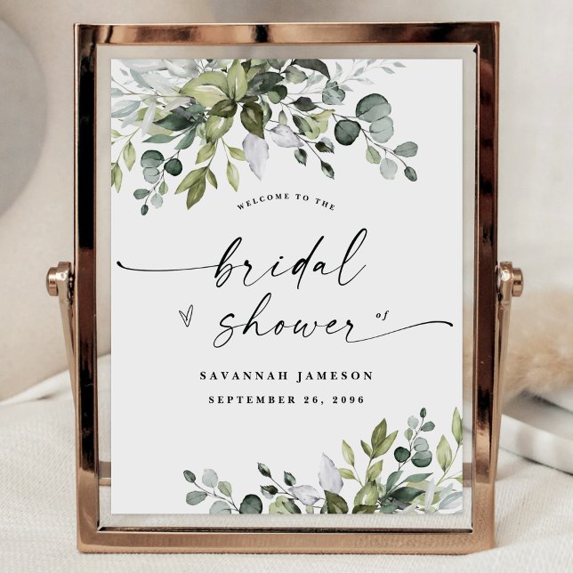Eucalyptus Watercolor Bridal Shower Welcome Sign (Creator Uploaded)