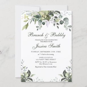Eucalyptus Watercolor Brunch and Bubbly Invitation