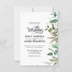 Eucalyptus Watercolor Budget Wedding Invitation