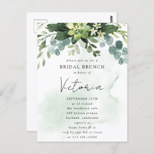 Eucalyptus Watercolor Chic Bridal Shower Invitatio Postcard