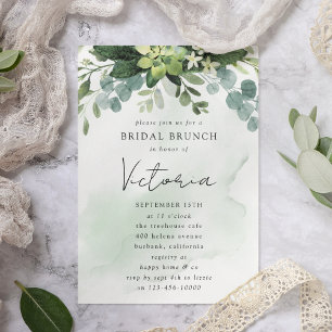 Eucalyptus Watercolor Chic Bridal Shower Invitation
