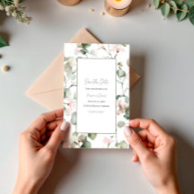 Eucalyptus Watercolor Flat Save The Date Card