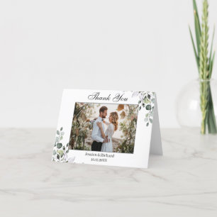 Eucalyptus Watercolor Folding PHOTO Thank You Card