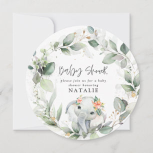 eucalyptus watercolor foliage baby shower anno announcement