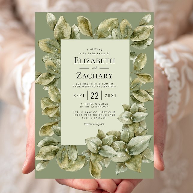 Eucalyptus Watercolor Frame Sage Greenery Wedding  Invitation (Creator Uploaded)