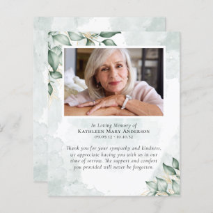 Eucalyptus Watercolor Funeral Thank You Prayer