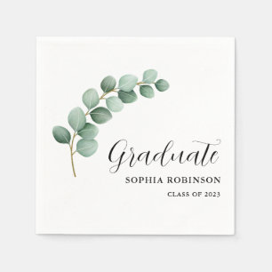 Eucalyptus Watercolor Greenery Graduation Party Napkin