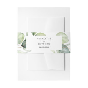 Eucalyptus Watercolor Greenery Wedding Invitation Belly Band
