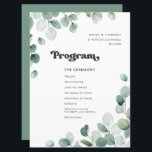 Eucalyptus watercolor greenery wedding programme<br><div class="desc">A retro chic theme: adopt this slightly vintage and stylish typographic design for your wedding stationery,  with a classic black and white theme. Customisable text,  colours and backgrounds.</div>
