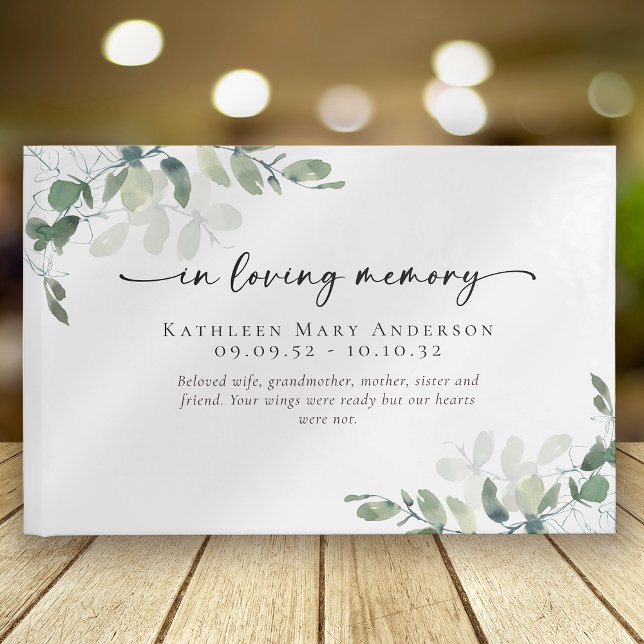 Eucalyptus Watercolor Memorial Funeral Guest Book (Creator Uploaded)
