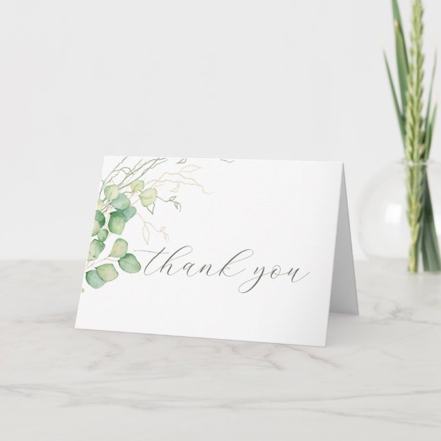 Eucalyptus Watercolor Minimalist Thank you Card (Front)