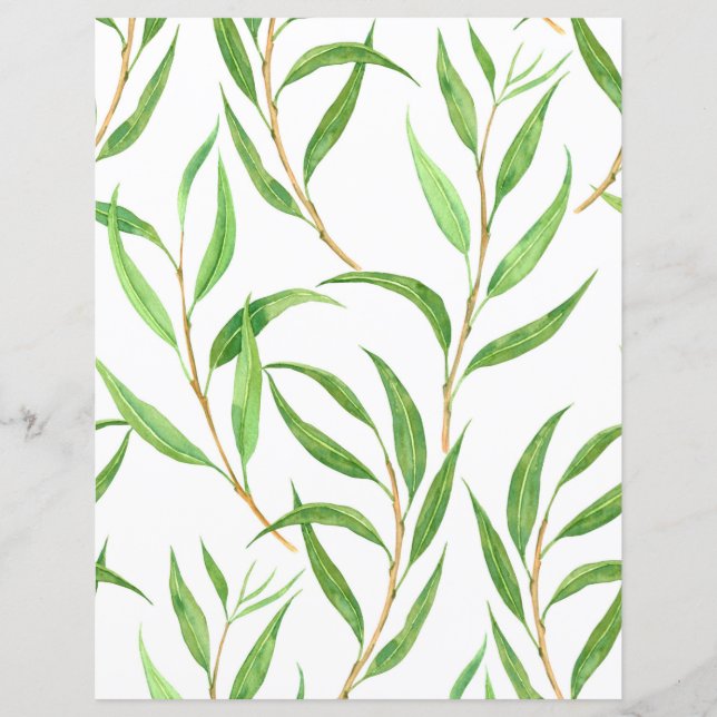 Eucalyptus watercolor pattern on white (Front)