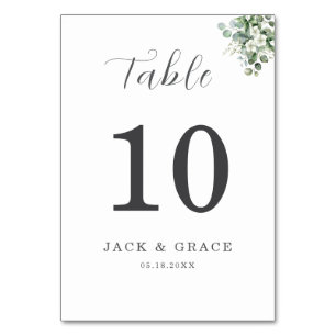 Eucalyptus watercolor Rustic Greenery Wedding Table Number