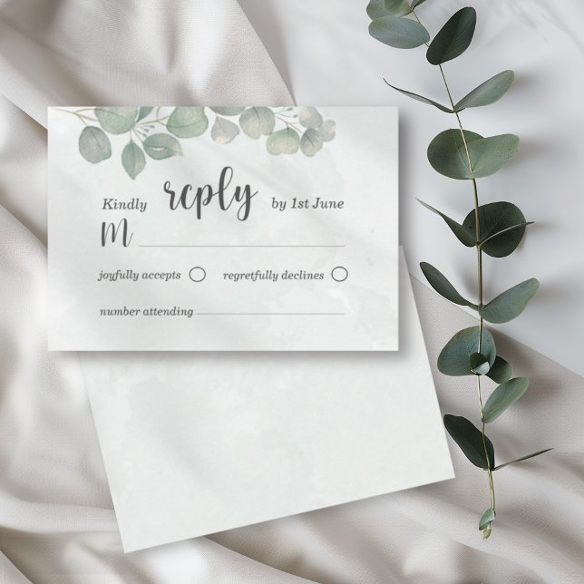 Eucalyptus Watercolor sage green RSVP Wedding  Card (Creator Uploaded)