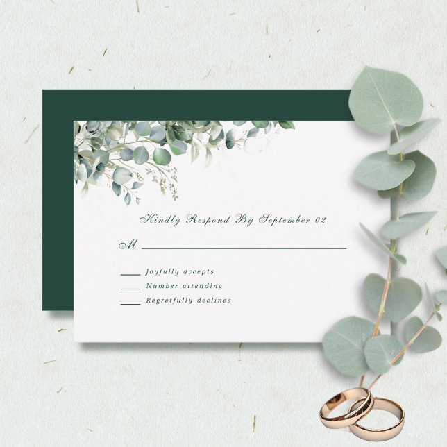 Eucalyptus Watercolor Sage Green Script RSVP  (Creator Uploaded)