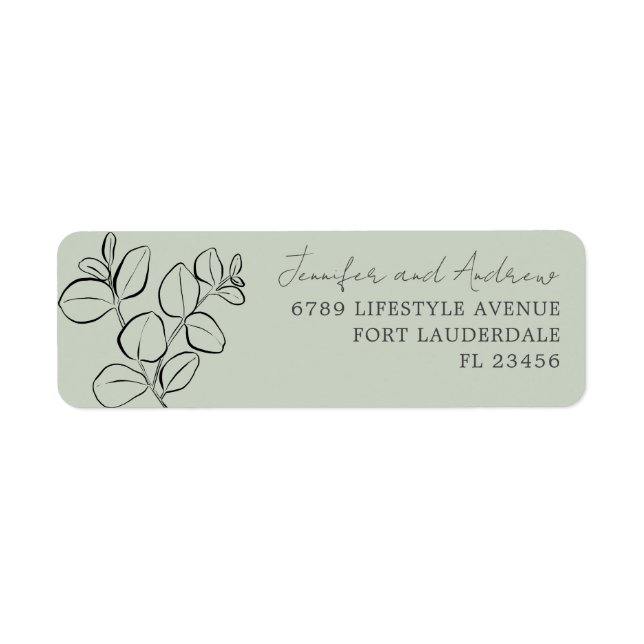 Eucalyptus Watercolor Sage Green Wedding  Label (Front)