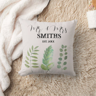 Eucalyptus Watercolor Sage Vintage Botanical  Cushion