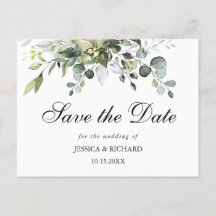 Eucalyptus Watercolor Save the Date Postcard