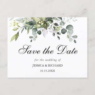 Eucalyptus Watercolor Save the Date Postcard