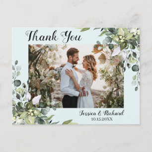 Eucalyptus Watercolor Thank You PHOTO Postcard