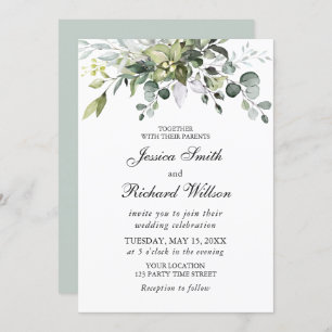 Eucalyptus Watercolor Wedding Invitation