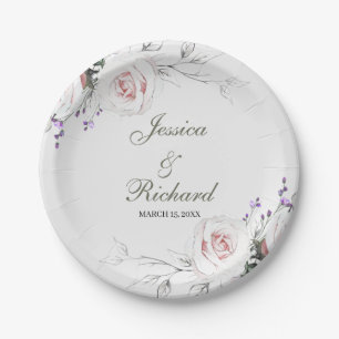 Eucalyptus Watercolor Wedding Paper Plates