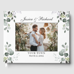 Eucalyptus Watercolor Wedding PHOTO Guest Book