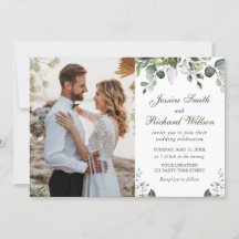 Eucalyptus Watercolor Wedding PHOTO Invitation