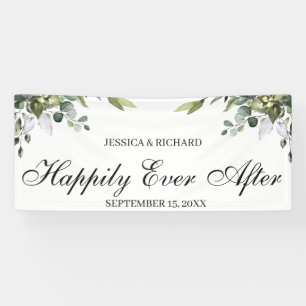 Eucalyptus Watercolor Wedding Sign Banner