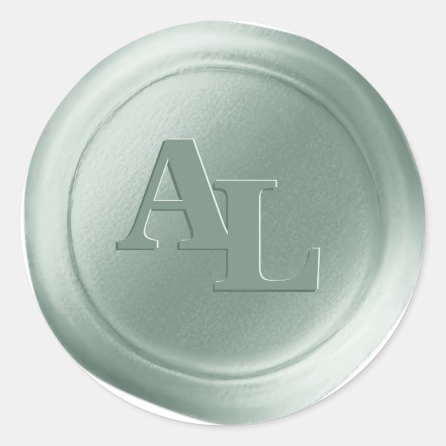 Eucalyptus Wax Seal Monogram Wedding Stickers (Front)