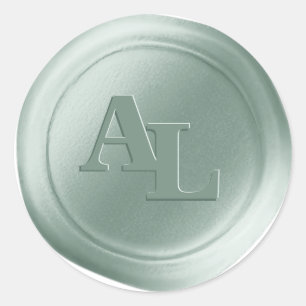 Eucalyptus Wax Seal Monogram Wedding Stickers