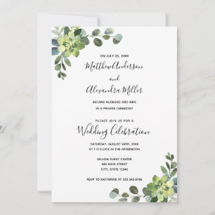 Eucalyptus Wedding Announcement and Reception